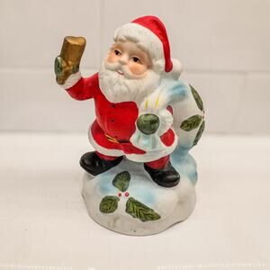 Vintage Santa Music Box “Santa Claus Is Coming To Town” by Mann, Ceramic, 6”